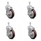 Service Caster 5 Inch Maroon Polyurethane Swivel 3/8 Inch Threaded Stem Caster Set with Brake SCC-TS20S514-PPUB-MRN-TLB-381615-4 - alternate 1